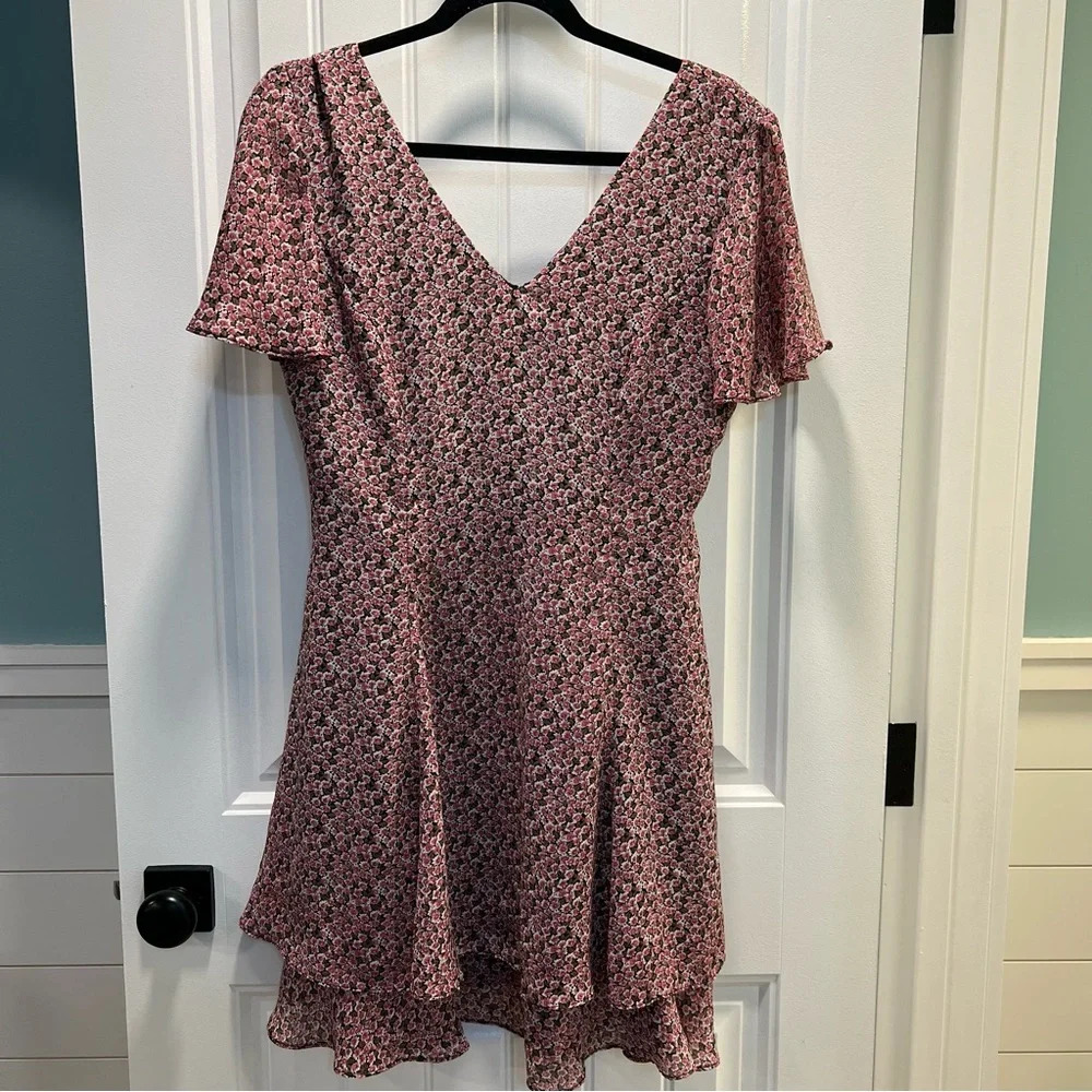 CDC Skater Girl Black with Rose‎ Floral Pattern Mini Dress. Size Large.
